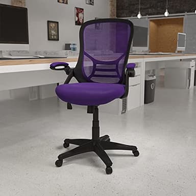 Flash Furniture Porter High-Back Swivel Office Chair with Adjustable Lumbar Support and Seat Height, Ergonomic Mesh Desk Chair with Flip-Up Armrests, Purple/Black - Image 2