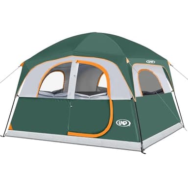 UNP Tents 6 Person Waterproof Windproof Easy Setup,Double Layer Family Camping Tent with 1 Mesh Door & 5 Large Mesh Windows -10'X9'X78in(H) (Dark Green) - Image 1