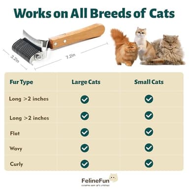 FelineFun Cat Brush for Dematting & Deshedding, 2 in 1 Undercoat Rake, Efficiently Remove Loose Hair & Matted Fur, Professional Shedding Comb for Indoor Cats & Long Haired Cats - Image 8