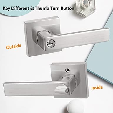 NEWBANG Keyed Entry Lever Lock for Exterior and Front Door - Heavy Duty Handle With Satin Nickel Finish - Image 3