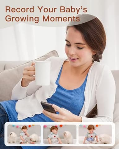 ARENTI Baby Monitor 2 Cameras, 2K Video Baby Camera with 5-Inch Upgraded Wireless Display, Super Night Vision, Lullabies, Cry & Motion Detection, Temp & Humidity Sensor, Two Way Audio - Image 4