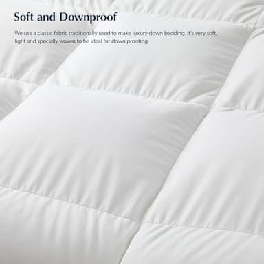Pacific Coast Goose Feather Down Fiber Comforters Queen Size, Extra Fluffy White Duvet Insert, Ultra-Soft, Breathable, All Season Hotel Luxury Bedding Comforters, 8 Corner & Center Loops (90"x90") - Image 8