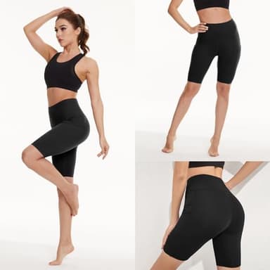 3 Pack Biker Shorts for Women – 8" Black High Waisted Tummy Control for Gym Workout Athletic Cheerleading Yoga - Image 2