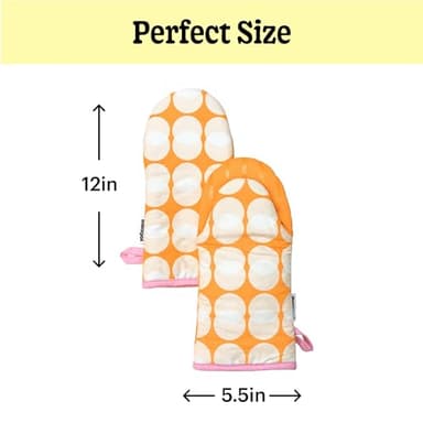 Baagol Non-Slip Cotton Kitchen Oven Mitt Set, Modern and Cute Kitchen Mittens with Non-Slip Silicone Grips and Hanging Loops, 2 Piece, 12" x 5.5" (Pumpkin Spice) - Image 5