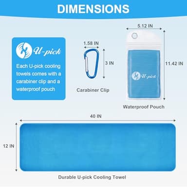 U-pick Cooling Towels (40"x12"), Cooling Towel for Neck and Face, Soft Breathable Chill Ice Towel, Stay Cool Sweat Rags for Gym, Yoga, Workout, Exercise, Sport, Beach, Camping, Cruise - Image 3