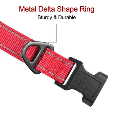 Joytale Reflective Dog Collar,Soft Neoprene Padded Breathable Nylon Pet Collar Adjustable for Large Dogs,Red,L - Image 3