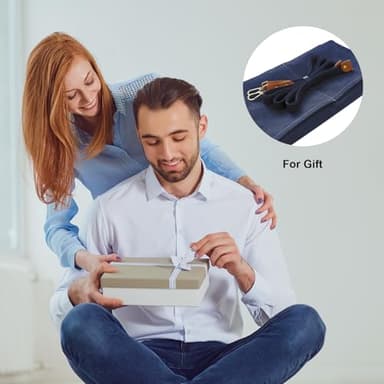 OUNLEN Chef Apron for Men Women Canvas Aprons with 3 Pockets Cross Back Resistant Work Apron for Cooking Grilling Baking BBQ Barber Kitchen (Blue) - Image 7