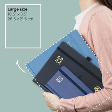 POPRUN Planner 2025-2026, (Large 8.5'' x 10.5'' Hard Cover) Academic Calendar (July 25-June 26) Daily Weekly and Monthly Appointment Book with Hourly Time Slots, Monthly Tabs, 100 GSM - Midnight Green - Image 6