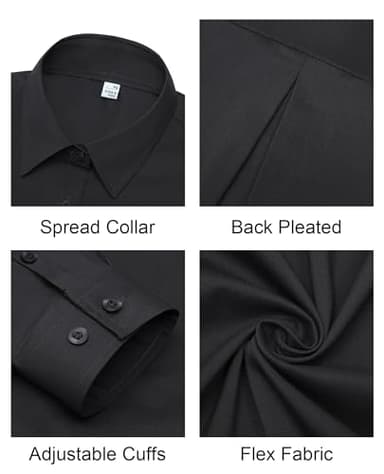 Gleeivy Button Down Shirts for Women Long Sleeve Dress Shirts Classic Fit Solid Cotton Women Dress Shirts Work Office Black S - Image 5