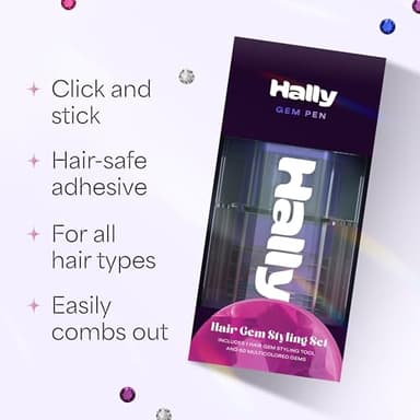 Hair Gem Pen for Girls – 240 Stick-On Hair Gems & Stamper Tool – Hair Jewels Kit for Kids, Festivals, School, Halloween, Parties, Weddings – Easy to Apply & Remove – Hair Accessories by Hally Hair - Image 6