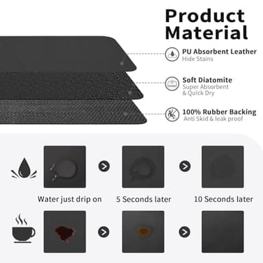 HotLive Coffee Mat - Absorbent Hide Stain Rubber Backed Dish Drying Mat for Kitchen Counter - Bar Mats for Countertops Accessories Fit Under Coffee Maker Espresso Machine - Image 2
