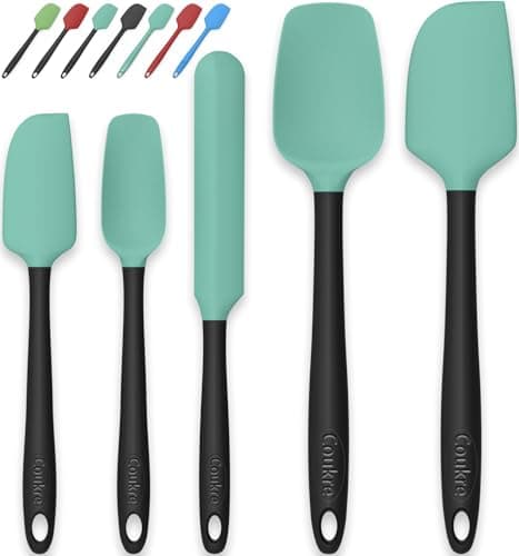 Coukre Silicone Spatula Set of 5,High Temperature Resistant, Food Grade Silicone, Dishwasher Safe, for Baking, Cooking (Aqua Green) - Image 1