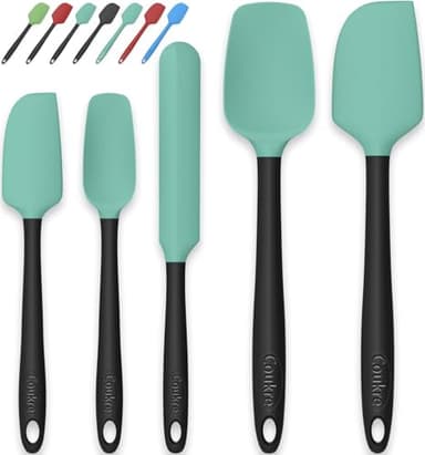 Coukre Silicone Spatula Set of 5,High Temperature Resistant, Food Grade Silicone, Dishwasher Safe, for Baking, Cooking (Aqua Green) - Image 1