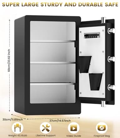 5.2 Cuft Biometric Fireproof Safe Box For Home, Heavy Duty Home Safe Fireproof Waterproof, Large Document Safes With Keypad, Anti-Theft Dual Alert, Mute Mode, Digital Security Safes For Jewelry Money - Image 2
