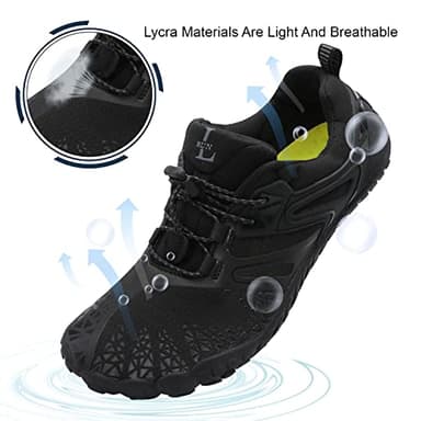 L-RUN Water Shoes for Men Wide Toe Aqua Socks Black M US (Women 14, Men 13)=EU46 - Image 4