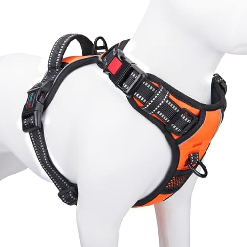 PHOEPET No Pull Dog Harnesses for Small Dogs Reflective Adjustable Front Clip Vest with Handle 2 Metal Rings 3 Buckles [Easy to Put on & Take Off] (S, Orange) - Image 1