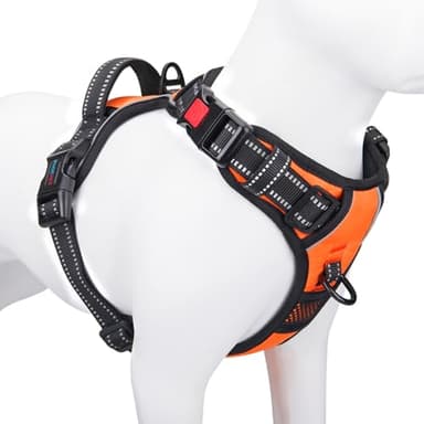 PHOEPET No Pull Dog Harnesses for Small Dogs Reflective Adjustable Front Clip Vest with Handle 2 Metal Rings 3 Buckles [Easy to Put on & Take Off] (S, Orange) - Image 1