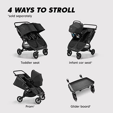 Baby Jogger City Mini GT2 All-Terrain Double Stroller with Forever Air Rubber Tires and All-Wheel Suspension Pike Exclusive Includes Belly Bars Leatherette Handlebar and Premium Fabric - Image 5