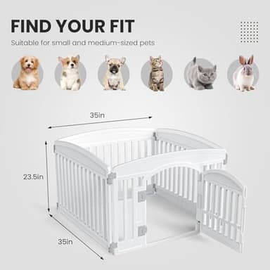 Dog Playpen 4-Panel 24 Inch Safe Secure Indoor Outdoor Pet Fence, Folding Portable 35 x 35 x 24IN, Ideal for Small to Medium Dogs Easy to Clean (White) - Image 6
