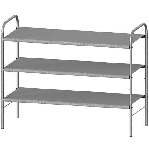 Simple Houseware 3-Tier Shoe Rack Storage Organizer, Grey – Space-Saving Shoe Shelf, Holds 9–16 Pairs, Sturdy Metal Frame, Easy Assembly – Closet, Entryway, Bedroom Shoe Storage Solution - Image 1