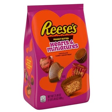 REESE'S Assorted Chocolate Peanut Butter Shapes, Valentine's Candy Bag, 21.49 oz - Image 4