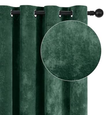 SMILETIME Forest Green Crushed Velvet Curtains 52x96 inch Luxurious Thermal Insulated Soundproof Drapes for Living Room Bedroom Office Soft and Durable Light-Filtering Window Treatments, 2 Panels - Image 2