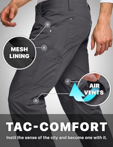 CQR Men's Vent Stretch Pants, Quick Dry Lightweight Casual Cargo Pants, Water Resistant Straight-Fit Utility Work Pants, Sedona Charcoal, 38W x 32L - Image 5