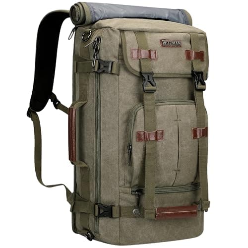 WITZMAN Canvas Backpack Vintage Travel Backpack Large Laptop Bags Convertible Shoulder Rucksack(A519-1 Classic Light Green) - Image 1