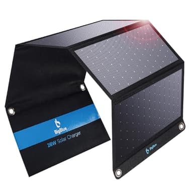 [Upgraded] BigBlue 3 USB Ports 28W Solar Charger(5V/4.8A Max), Portable Foldable Solar Panel for Camping, IP44 Waterproof, Compatible with iPhone 11/XS/XS Max/XR/X/8/7, iPad, Samsung Galaxy LG etc. - Image 1