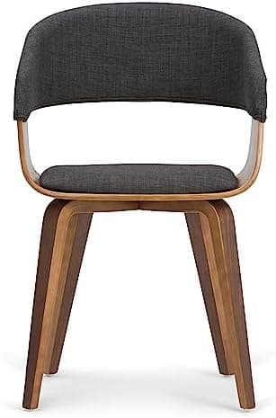 SIMPLIHOME Lowell Dining Chairs - Upholstered Walnut Finish Bentwood Frame and Linen-Style Fabric Kitchen Chair in Charcoal Grey, Modern Dining Room Seating with Curved Back and Padded Seat - Image 4