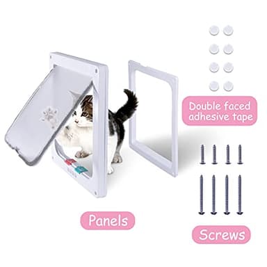 goTeamghjkl Cat Door Flap (Outer Size 7.5" x 7.8"), 4 Way Locking Medium Cat Door for Interior Exterior Doors, Weatherproof Pet Door for Cats Doggie Kitty and Kittens with Circumference < 15.75" - Image 4
