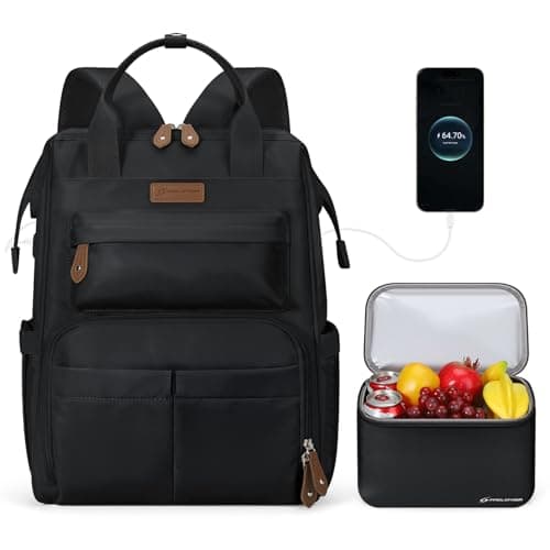 Maelstrom Travel Backpack for Women Men,Laptop Backpack Fits 15.6-17.3 Inch Laptop, Nurse/Teacher/Work Bag with Insulated Lunch Box,Water Resistant Carry On Backpack,Black - Image 1
