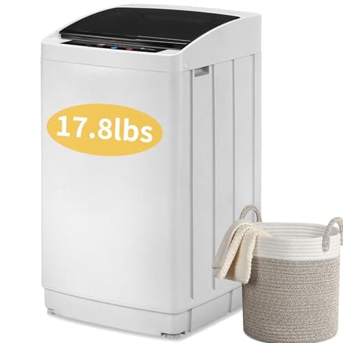 GODECOR 1.5 Cu.Ft Full-Automatic Washing Machine, 17.8 lbs Compact Portable Washer with Stainless Steel Drum, 8 Programs & 5 Water Levels, Child Lock & Delay Start, Top Load - Image 1