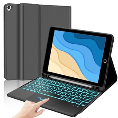 iPad 9th Generation Case with Keyboard 10.2 inch, Detachable Wireless Keyboard with Smart Touchpad, 7 Color Backlit, Slim Folio Cover with Pencil Holder for iPad 8th/7th Gen/iPad Air 3rd Gen - Grey - Image 1