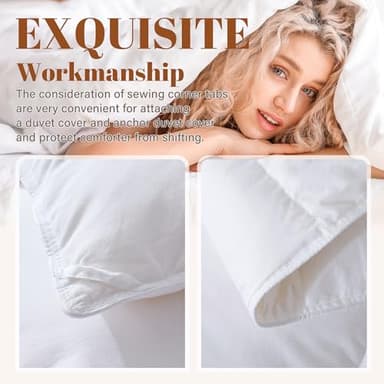 Cosybay Queen Size Feather Down Fiber Comforter - Ultra Fluffy 100% Cotton Duvet Insert, All Season Hotel Luxury Bedding with Corner Tabs, 90"x90" White - Image 5
