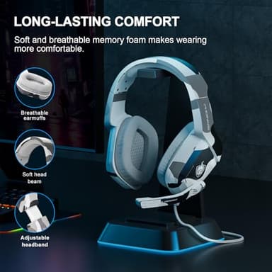 PHOINIKAS Gaming Headset for PS4, Xbox One, PC, Laptop, Mac, Nintendo Switch, 3.5MM PS4 Stereo Headset Over Ear Headphones with Noise-Cancelling Mic, Bass Surround - Camo - Image 5