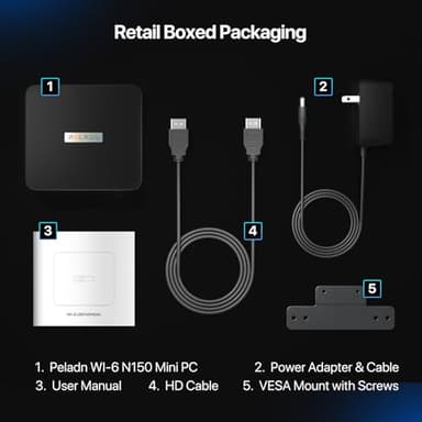 PELADN Mini PC,Twin Lake N150(Upgraded N100),16GB DDR4/512GB SSD,Type-C/Dual HD,Mini Desktop Computer,WiFi5 4K/60Hz Triple-Display USB3.2/BT4.2 Mini Computers for Home Business - Image 7