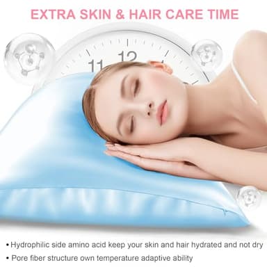 Mulberry Silk Pillow Cases Queen Size with Hidden Zipper, Ultra Smooth and Soft Breathable Cooling Silk Satin Pillowcase for Hair and Skin, Gifts for Women Men (Sky Blue, 20x30 Inches, 1 Pack) - Image 3