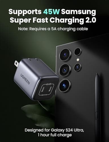 UGREEN 45W USB C Charger for iPhone 17, Nexode 2 Port GaN Foldable PPS Wall Charger Block Support Samsung Super Fast Charging 2.0 for Galaxy S25/S24 iPhone 17/16/15, iPad, MacBook, Steam Deck (Black) - Image 2