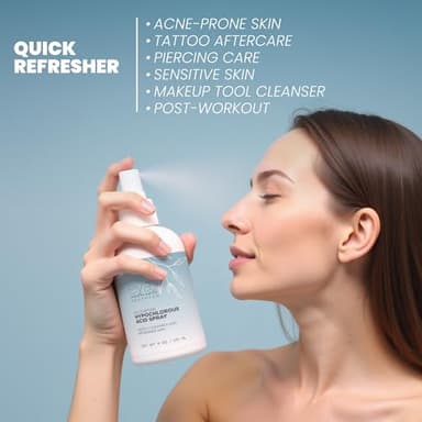 Hypochlorous Acid Spray for Face, Skin, and Body – 0.018% HOCl Facial Mist Toner, Hydrating Cleanser for Acne, Eczema, Rosacea, Eyelids, Pets, Workout, Baby, Back, Redness, Sensitive Care Spray - Image 3