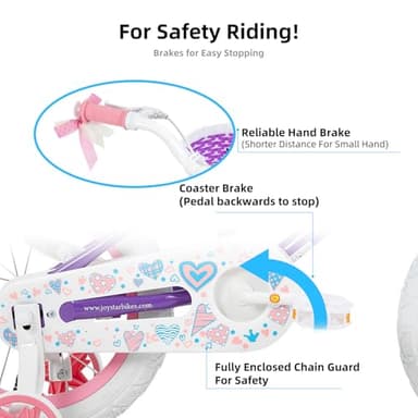 JOYSTAR 12 Inch Girls Bike Toddler Bike for 2 3 4 Years Old Girl 12" Kids Bikes for Ages 2-4 yr with Training Wheels and Basket Children's Bicycle in Purple - Image 3