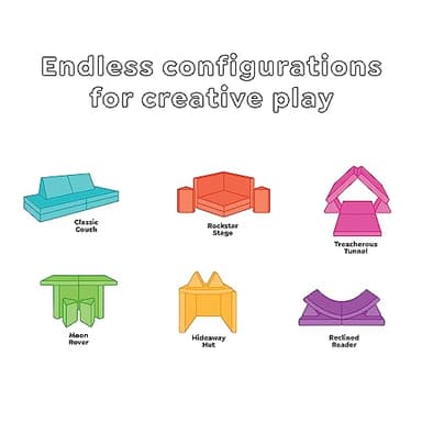 Yourigami Kids and Toddler Play Couch, Convertible Folding Sofa, Durable Foam Modular Design, Blue Lagoon - Image 3