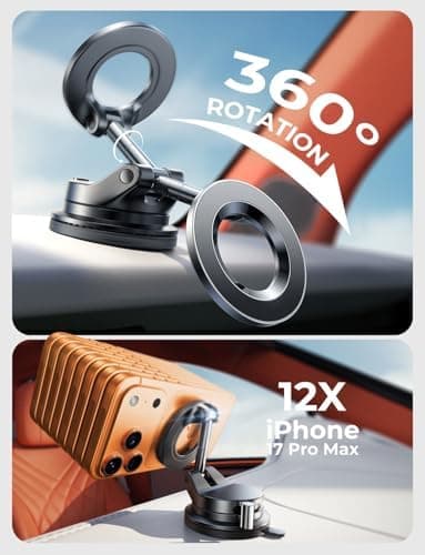 LISEN Vacuum Magnetic Car Phone Holder, SuctionPro Magsafe Car Mount 360 Adjustable Phone Mount for Car Accessories/Truck/Jeep/Windshield/Mirror/Kitchen/Gym, Gifts for iPhone 17 Pro Max 16 15 14 13 - Image 8