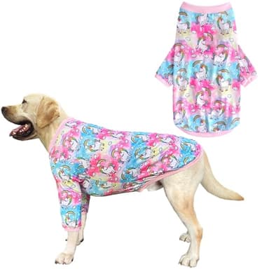 PriPre Dog Colorful Unicorn T Shirts Rainbow Pattern Printed Pet Shirt Softable Pajamas for Large Dog (3XL,Colorful) - Image 1