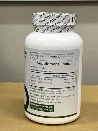 DEAL SUPPLEMENT Vitamin D3 5,000 IU + K2 MK7 Softgels, 250 Count | 2-in-1 Complex | Supports Heart, Bone, Teeth & Immune Health | Easy to Swallow - Image 4