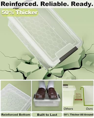 GEOPHIA 6 Pack Extra Large Pencil Box with Removable Divider, Thickened Pencil Case Bulk, Clear Crayon Marker Organizer Stackable Plastic Small Storage Containers for Pen Craft School Supplies(Grey) - Image 5