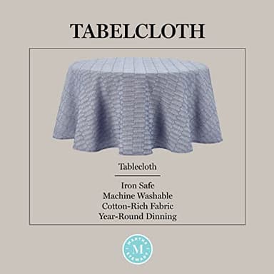 Martha Stewart Honeycomb Modern Farmhouse Tablecloth, Blue, 70" Round - Image 4