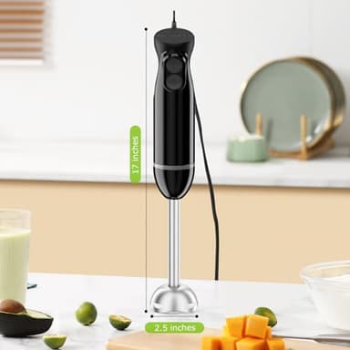 Bonsenkitchen Hand Blender, Immersion Blender with 2 Mixing Speed, Electric Handheld Mixer Portable Stick Mixer with Stainless Steel Blades for Soup, Smoothie, Puree, Baby Food - Image 8