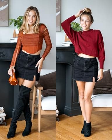 luvamia Skorts Skirts for Women Denim Mini Skirt Side Slit with High Waisted Jean Shorts Stretchy Black Jean Shorts for Women Cute Country Concert Outfits Soft Black X-Large Size 16-18 - Image 4