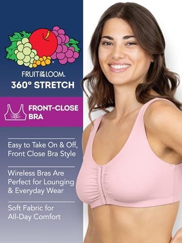 Fruit of the Loom womens Front Close Sports Bra, Blushing Rose/Charcoal Heather 2-pack, 42 US - Image 5